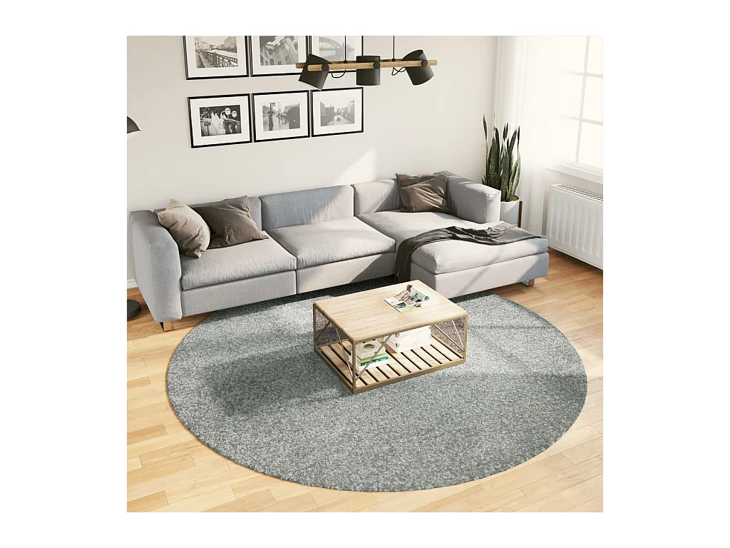 Tapis shaggy à poils longs moderne vert ø 240 cm