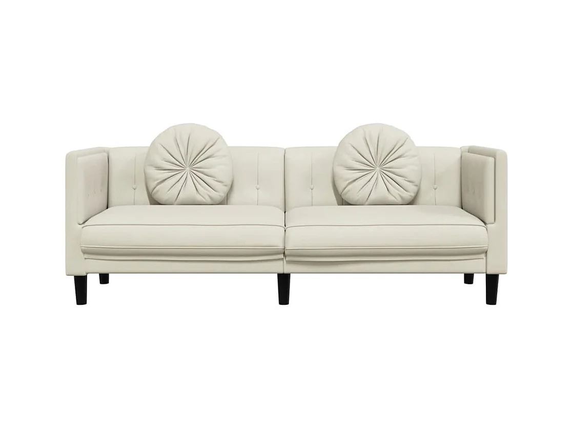 Bank met kussens 3-zits fluweel crèmekleurig