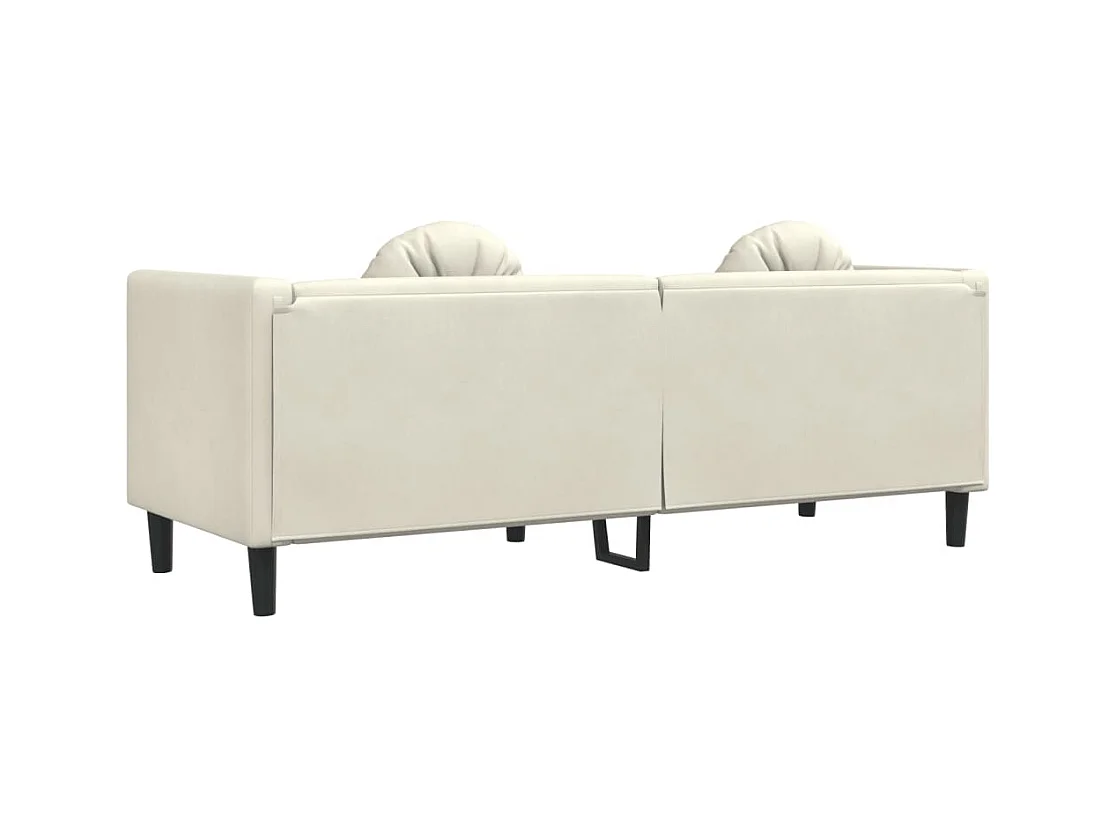 Bank met kussens 3-zits fluweel crèmekleurig
