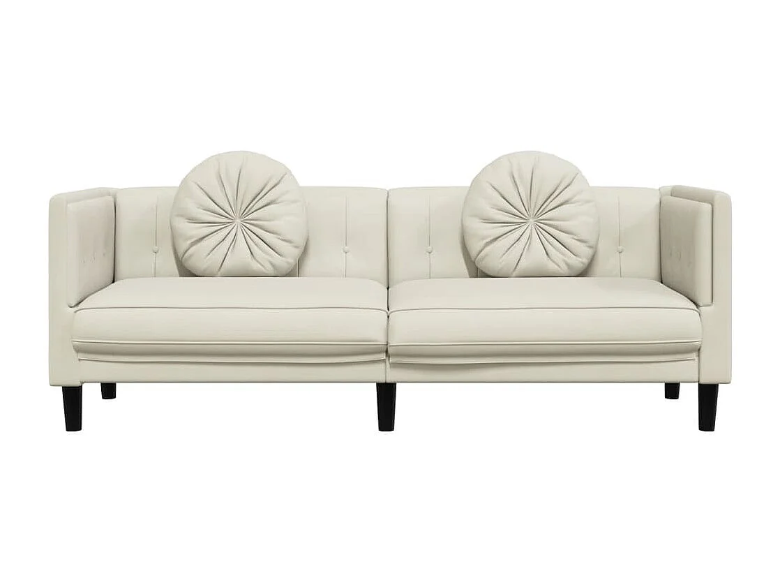 Canapé avec coussins 3 places crème velours