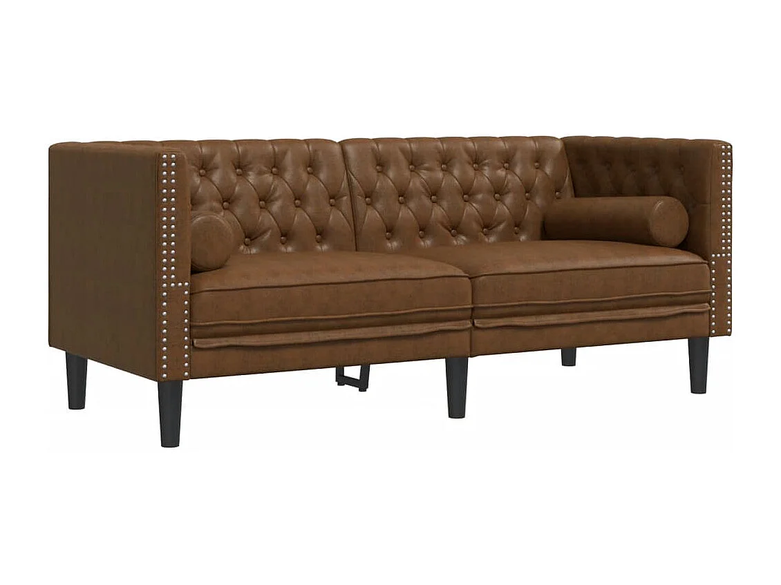 Canapé Chesterfield avec traversins 2 places similicuir daim
