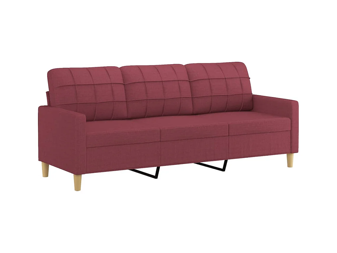 Canapé à 3 places Rouge bordeaux 180 cm Tissu