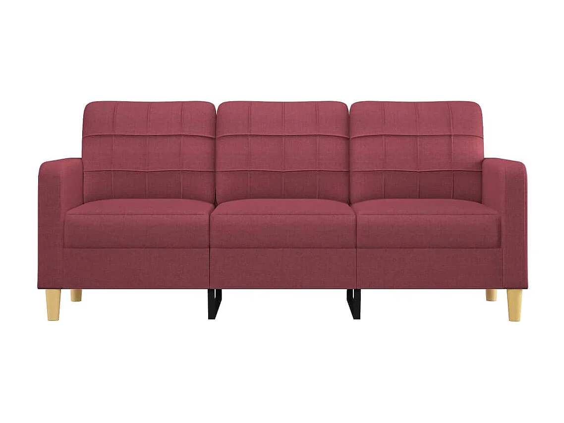 Driezitsbank 180 cm stof wijnrood