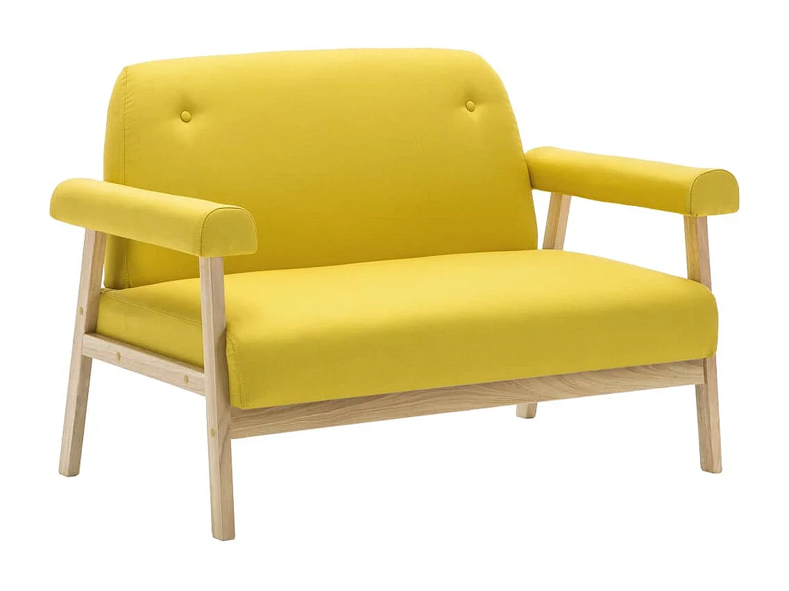 Canapé à 2 places Tissu Jaune