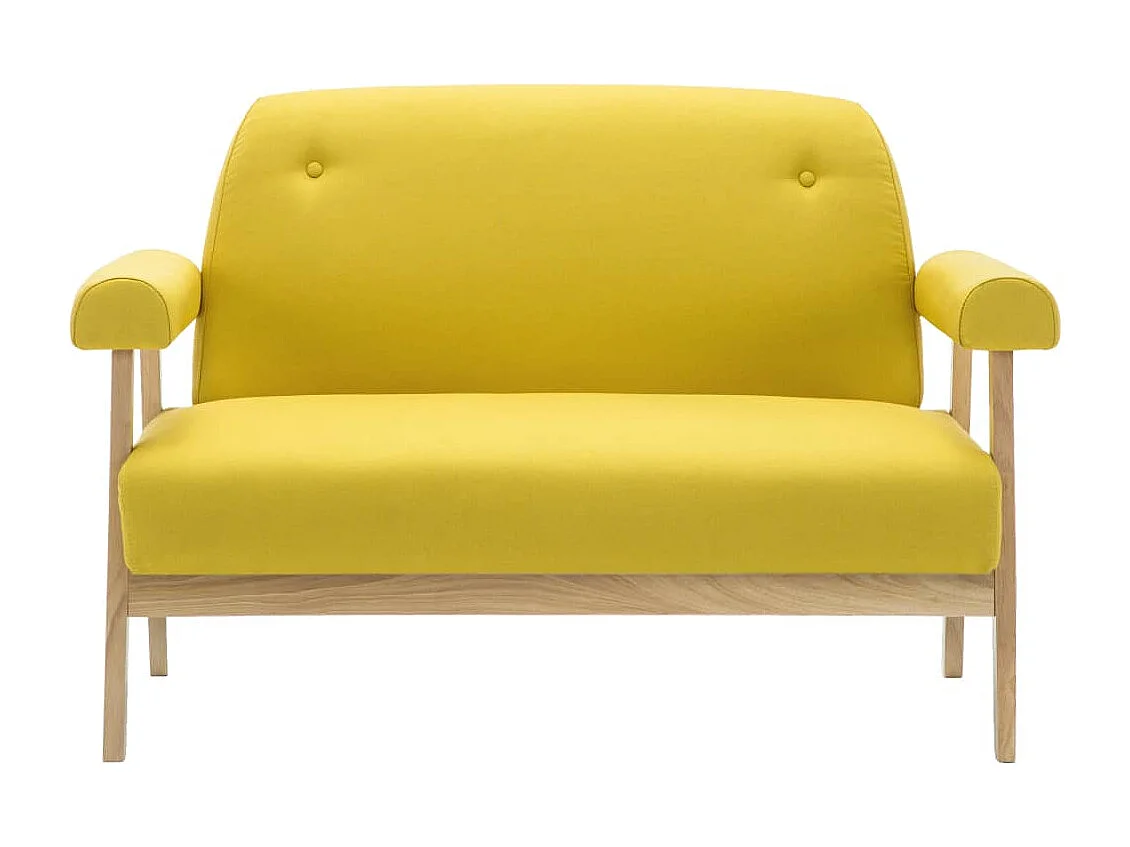 Canapé à 2 places Tissu Jaune