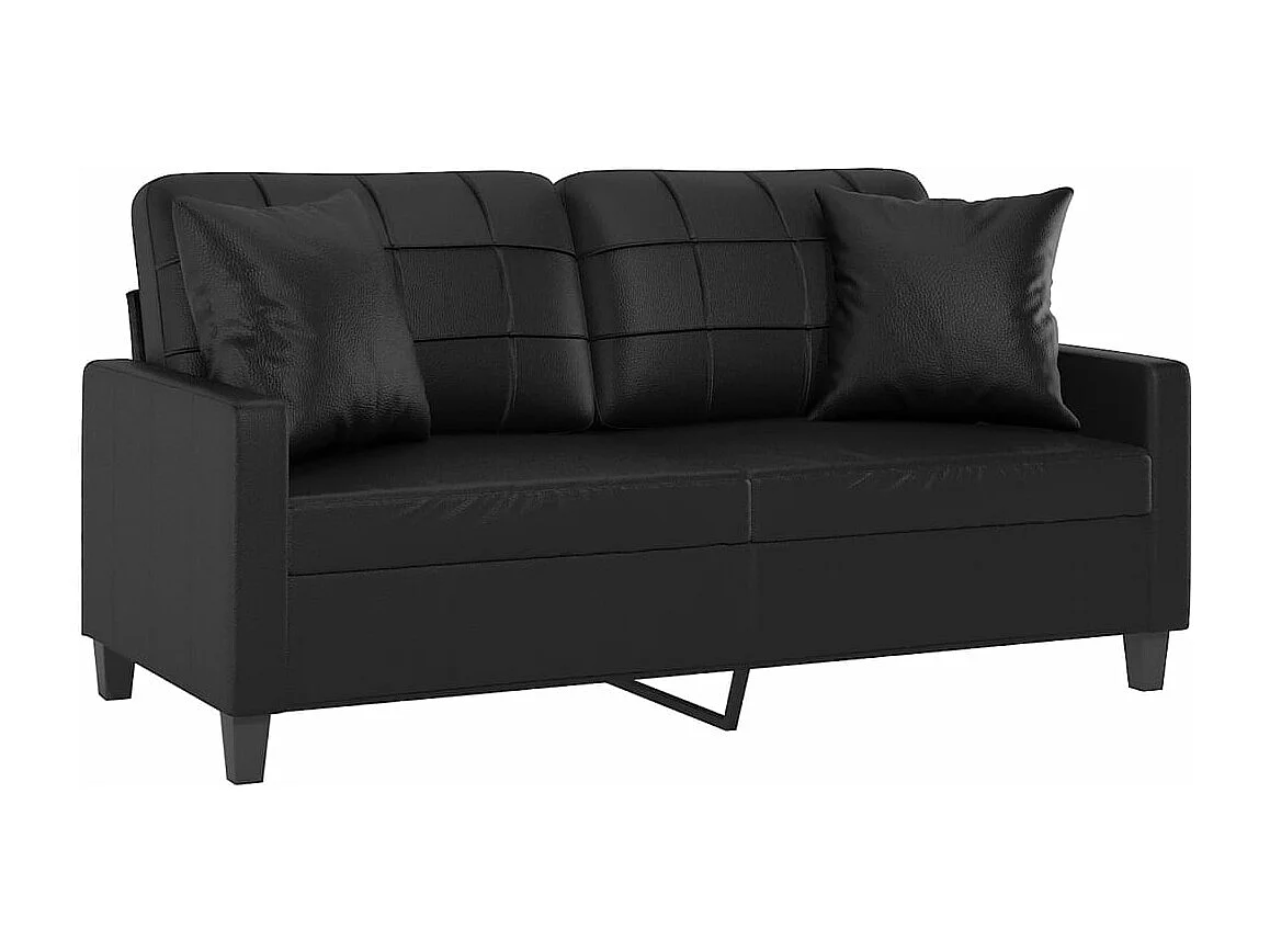 Canapé 2 places avec oreillers décoratifs noir 140cm similicuir