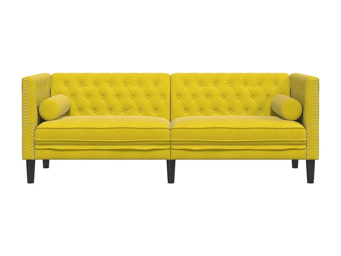 Driezitsbank Chesterfield-stijl met bolsters fluweel geel