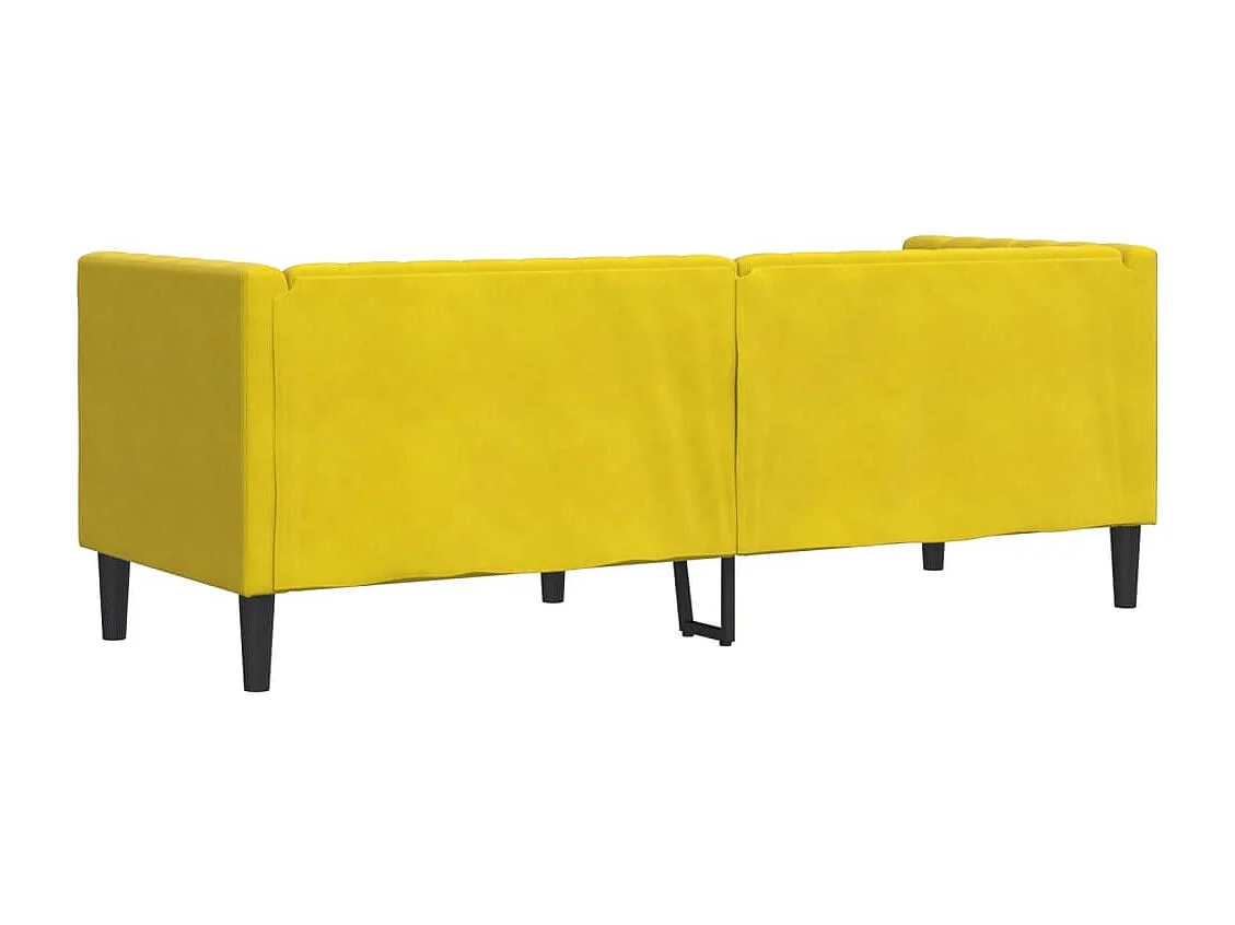 Driezitsbank Chesterfield-stijl met bolsters fluweel geel