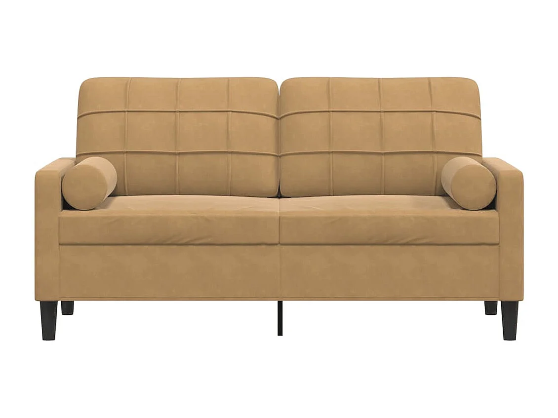 Tweezitsbank met sierkussens 140 cm fluweel bruin