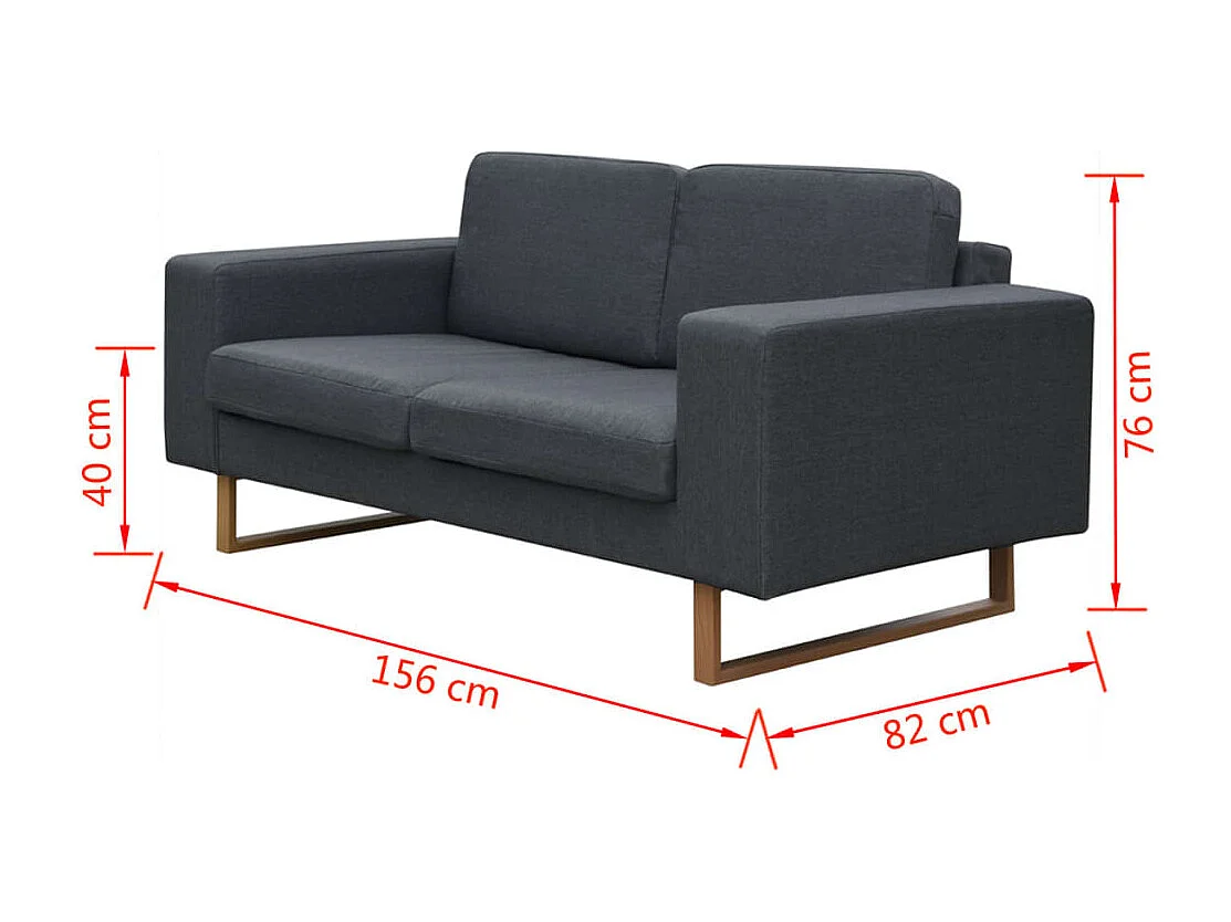 Canapé avec 2 places Tissu Gris foncé