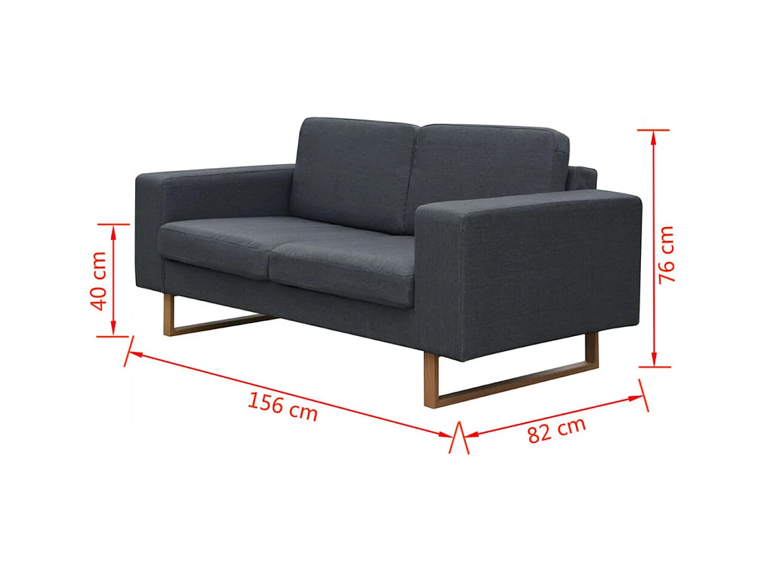 Canapé avec 2 places Tissu Gris foncé
