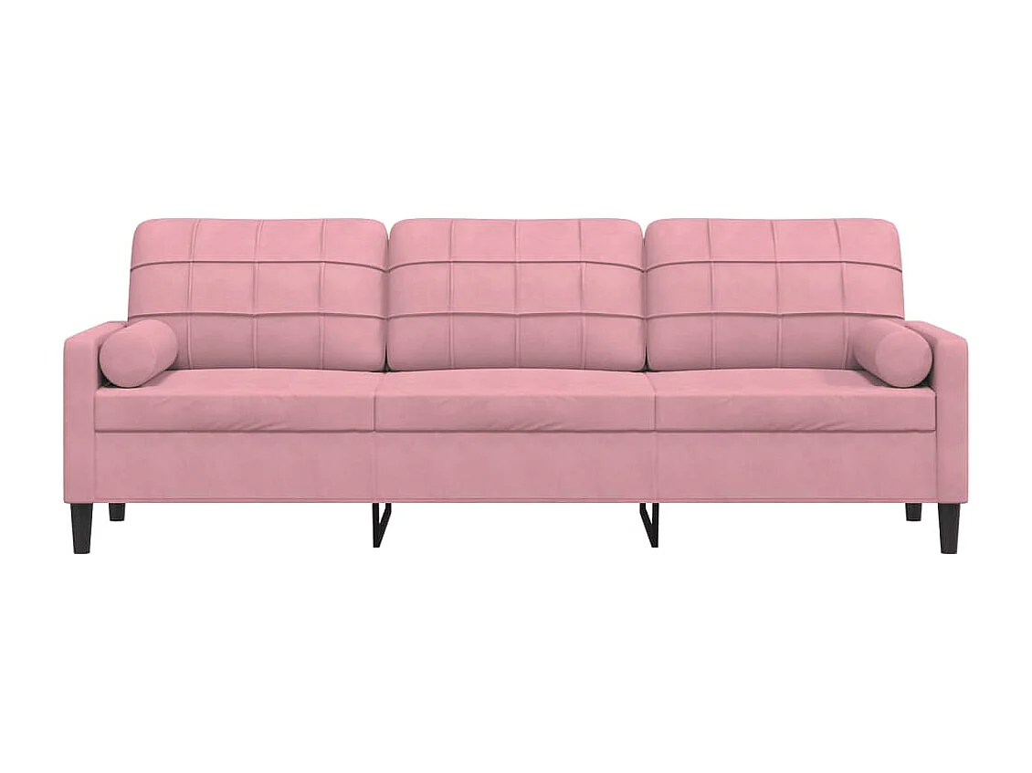 Canapé 3 places avec oreillers décoratifs rose 210 cm velours