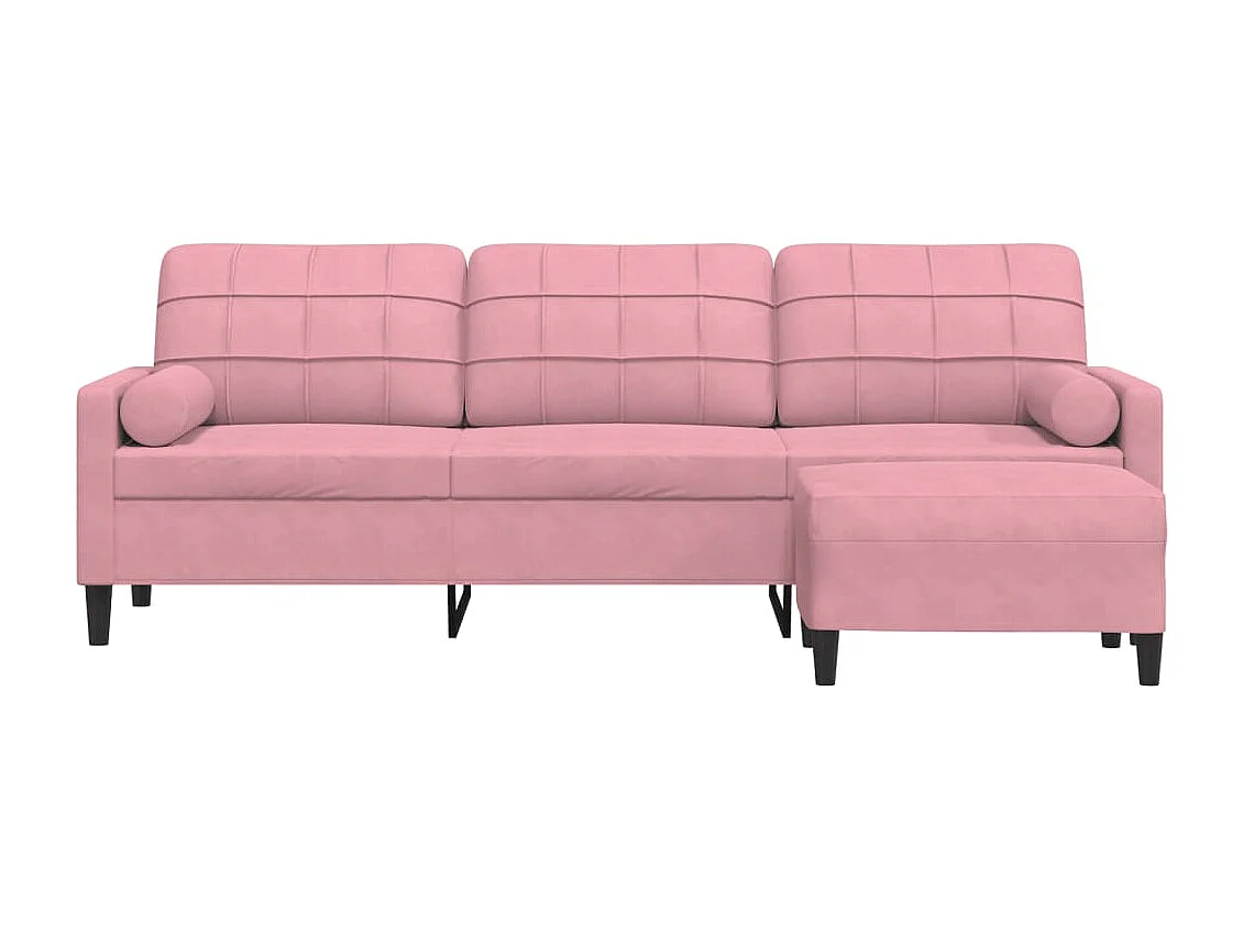 Canapé à 3 places avec repose-pieds Rose 210 cm Velours