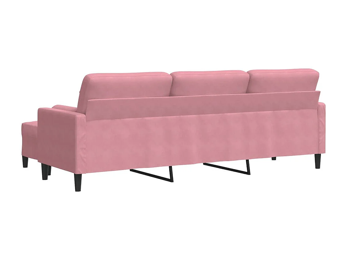 Canapé à 3 places avec repose-pieds Rose 210 cm Velours