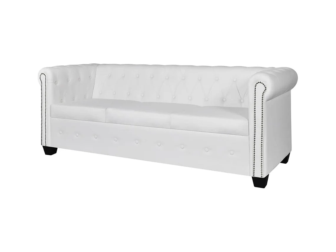 Canapé Chesterfield à 3 places cuir synthétique blanc