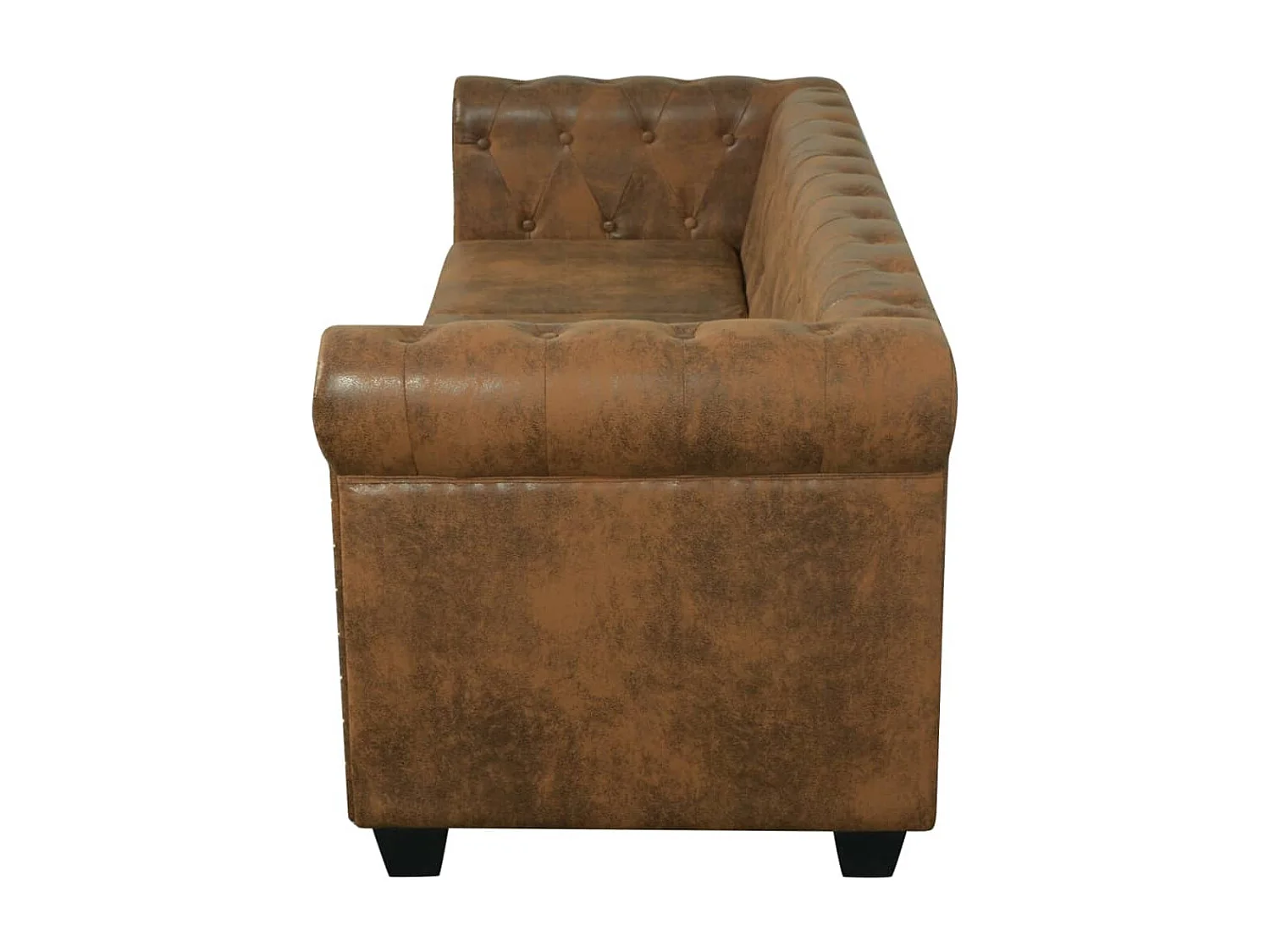 Driezitsbank Chesterfield-stijl kunstleer bruin