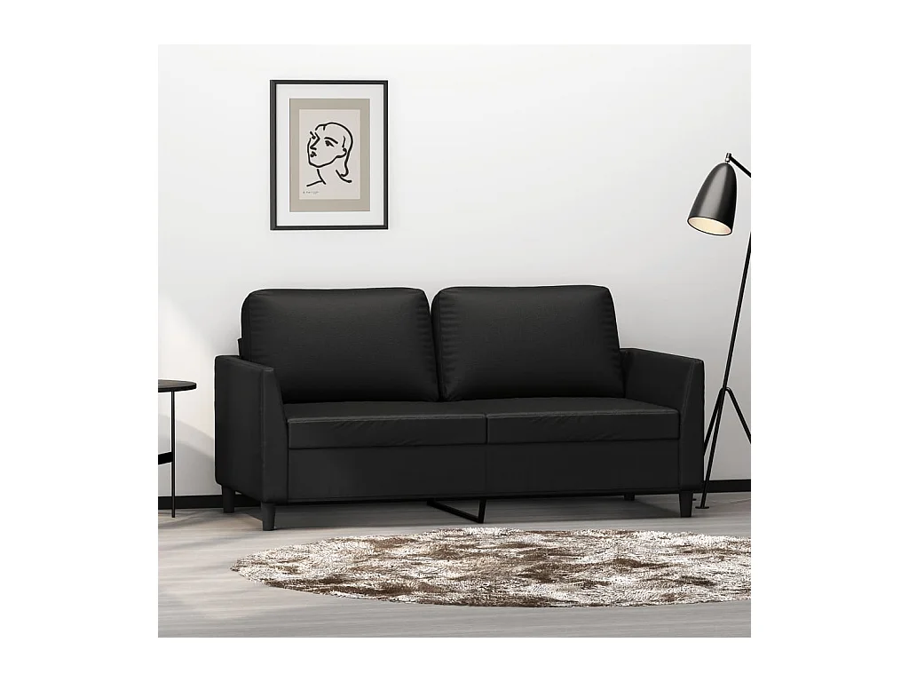 Sofá de 2 plazas de cuero sintético negro 140 cm