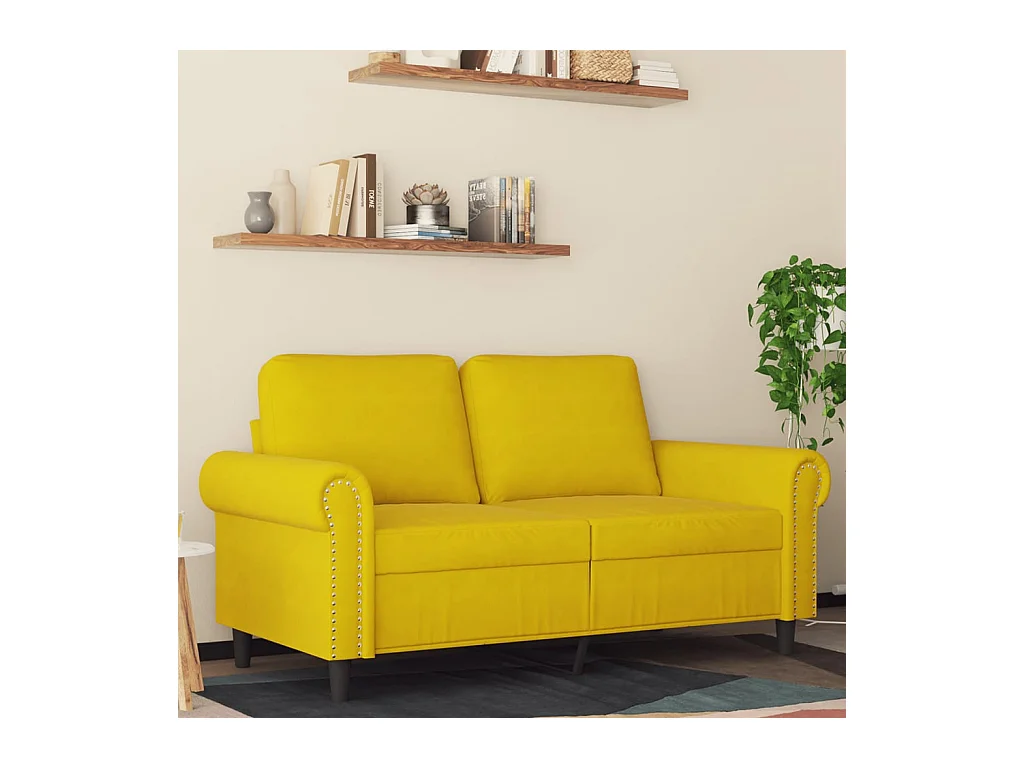 Canapé à 2 places Jaune 120 cm Velours