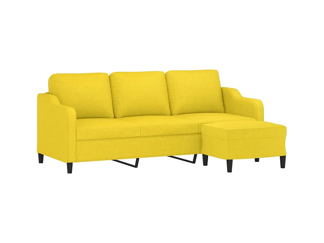 Canapé à 3 places avec repose-pieds Jaune clair 180 cm Tissu