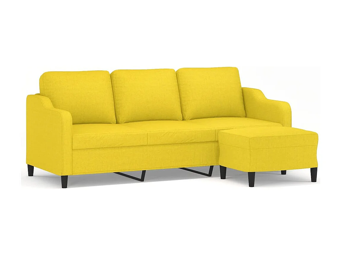 Canapé à 3 places avec repose-pieds Jaune clair 180 cm Tissu