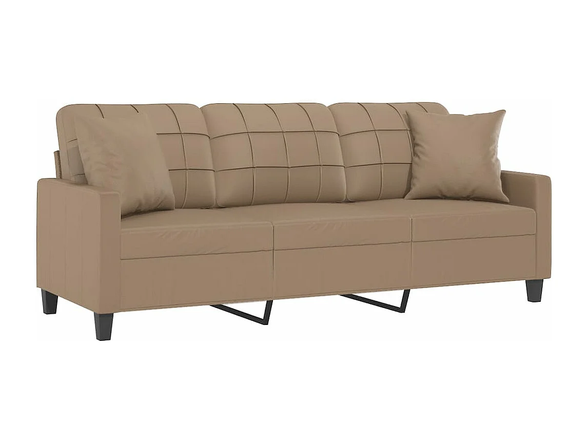 Canapé 3 places avec oreillers cappuccino 180 cm similicuir