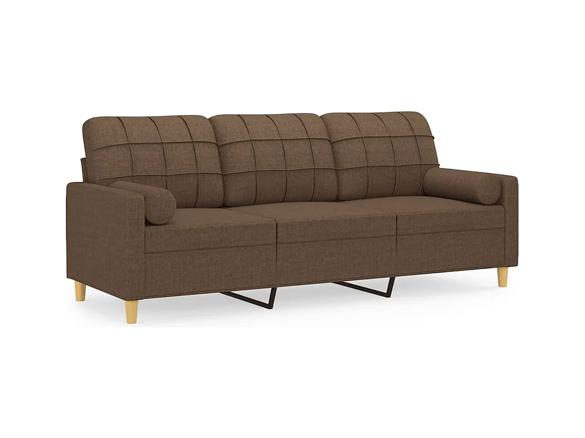 Canapé 3 places avec oreillers décoratifs marron 180 cm tissu
