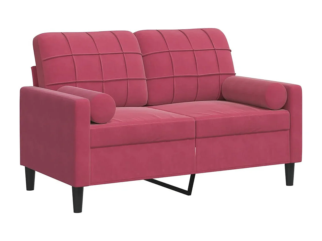 Tweezitsbank met sierkussens 120 cm fluweel wijnrood