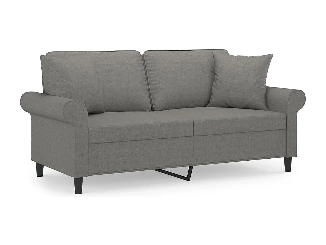 Canapé 2 places et oreillers et coussins Gris foncé 140cm Tissu