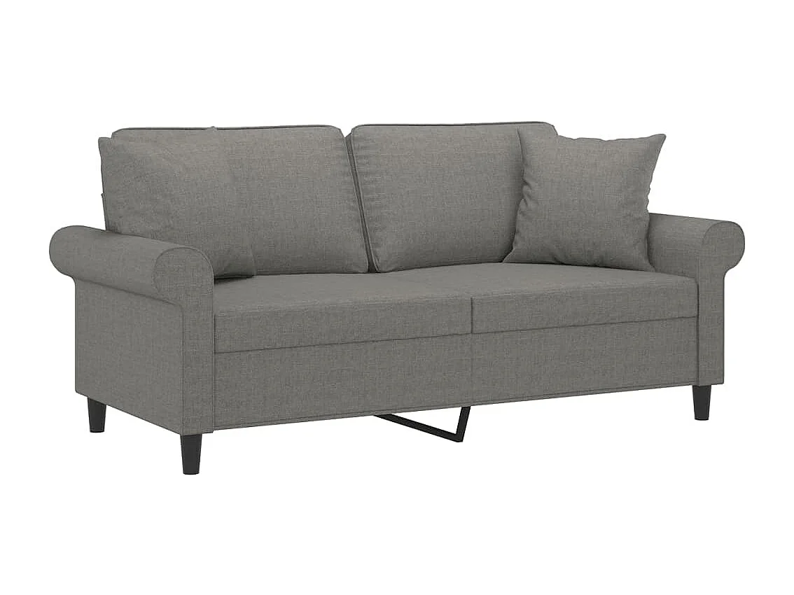 Canapé 2 places et oreillers et coussins Gris foncé 140cm Tissu