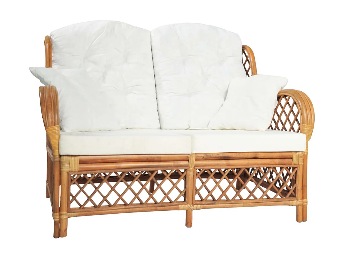 Tweezitsbank rattan lichtbruin