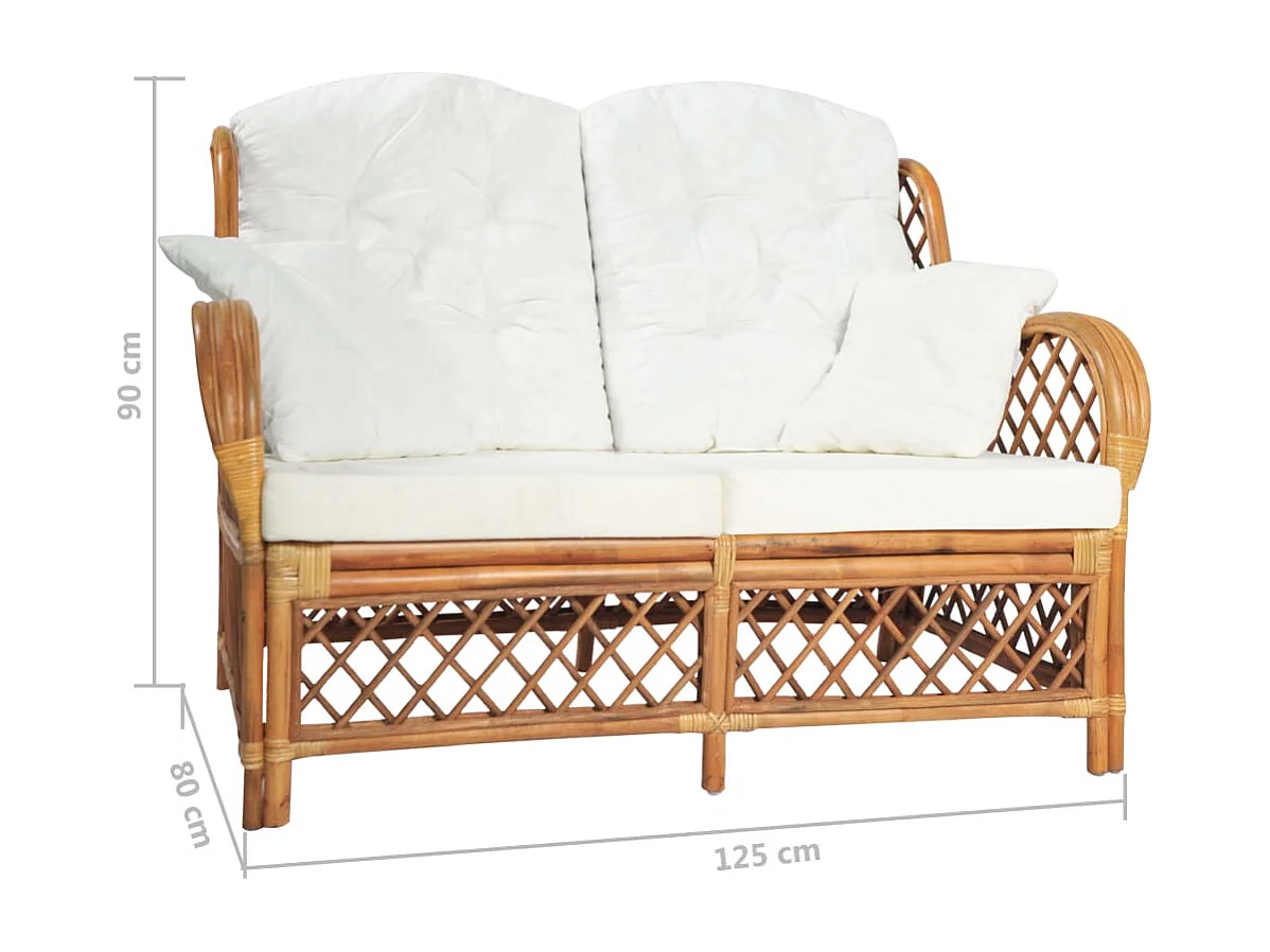 Tweezitsbank rattan lichtbruin