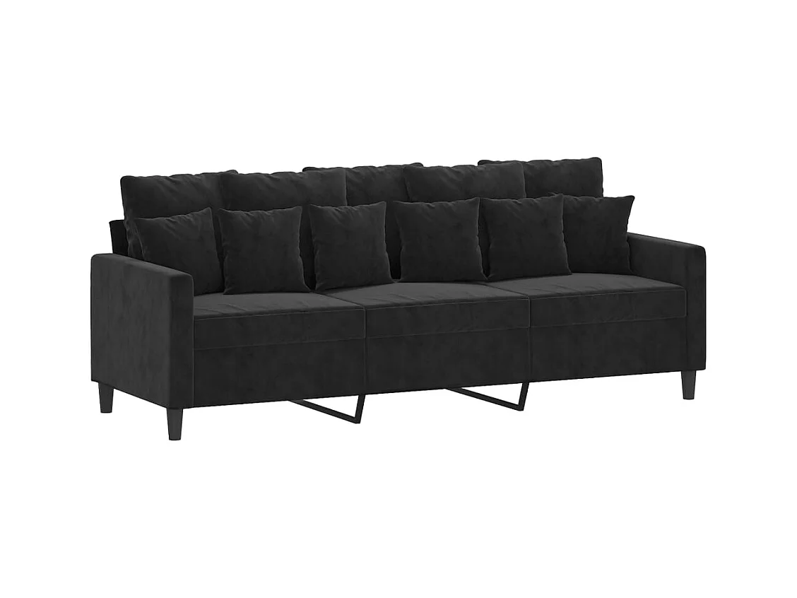 Canapé à 3 places avec repose-pieds Noir 180 cm Velours