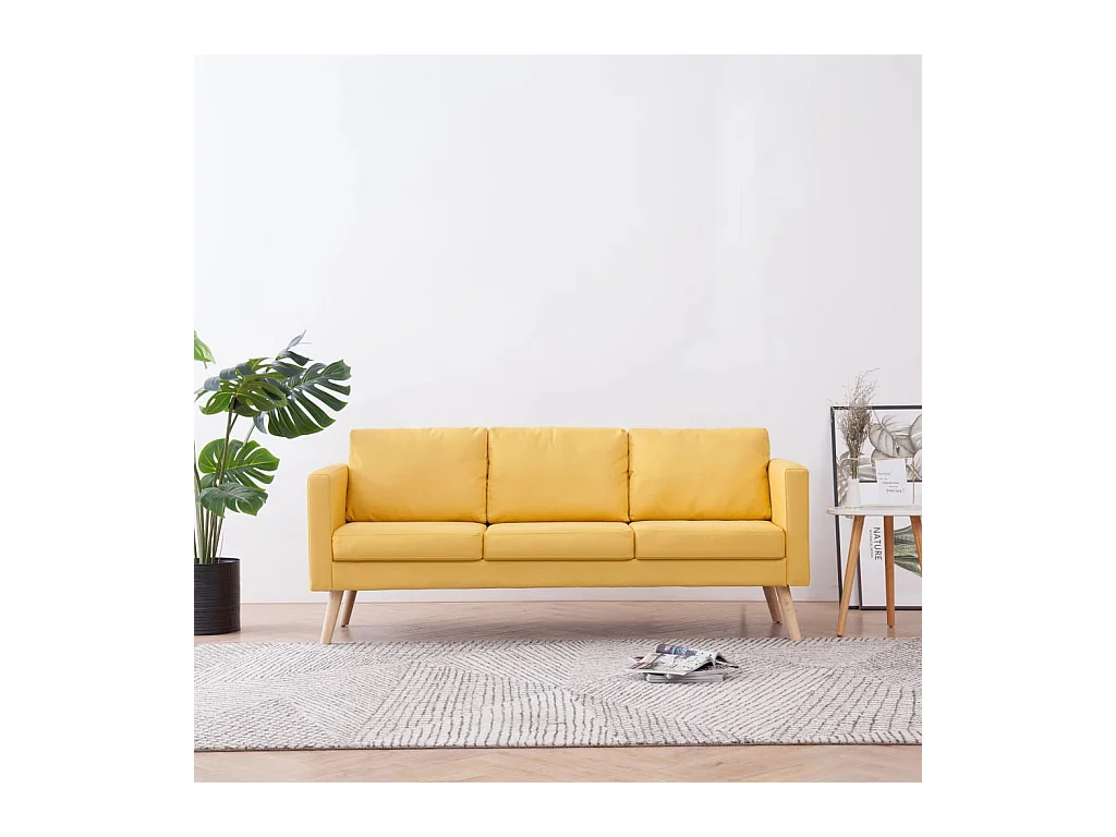 Canapé à 3 places Tissu Jaune