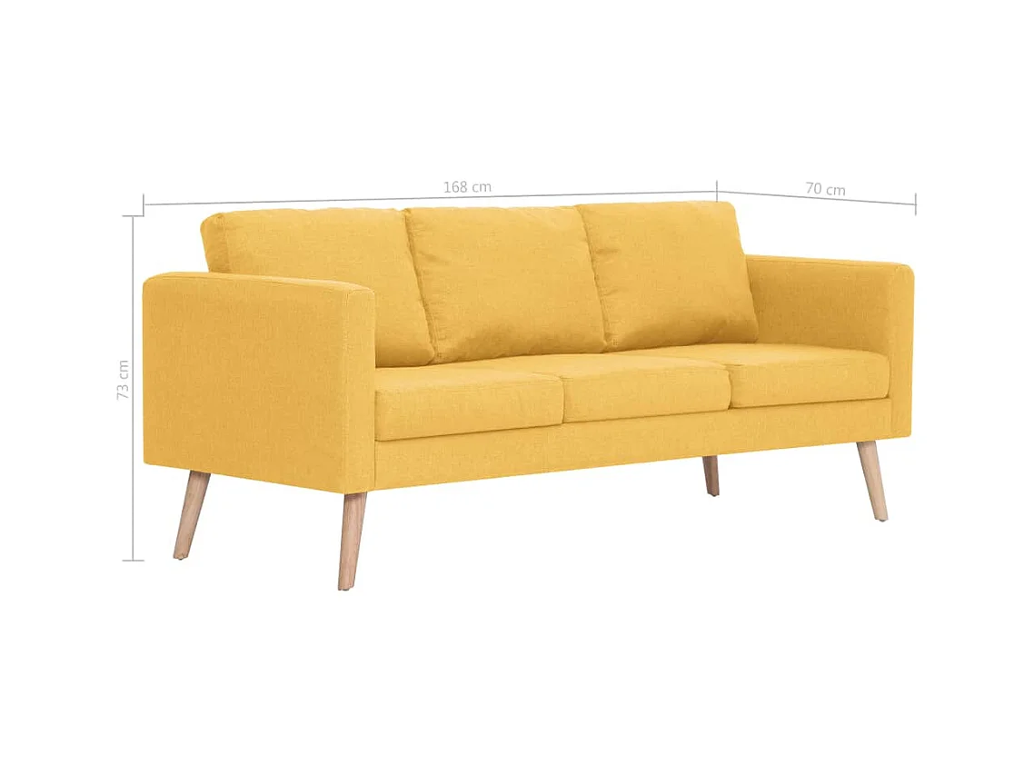 Canapé à 3 places Tissu Jaune
