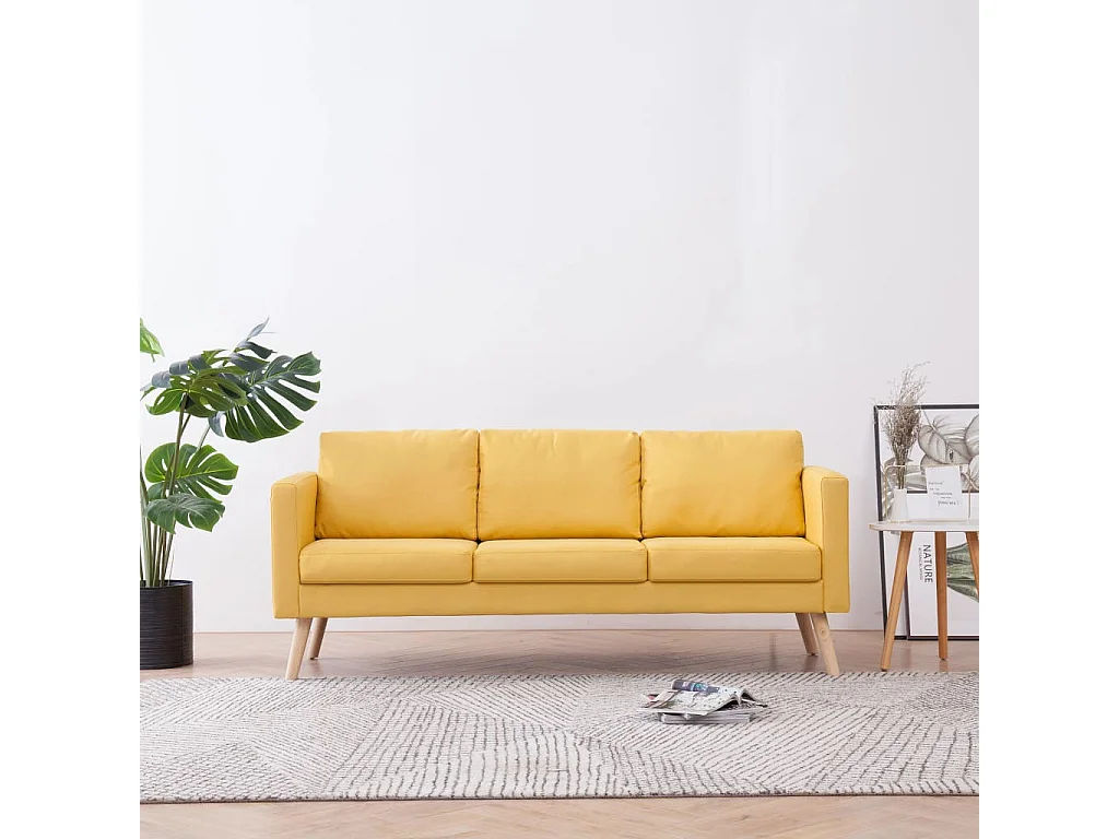 Canapé à 3 places Tissu Jaune