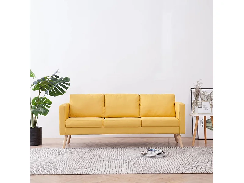 Canapé à 3 places Tissu Jaune