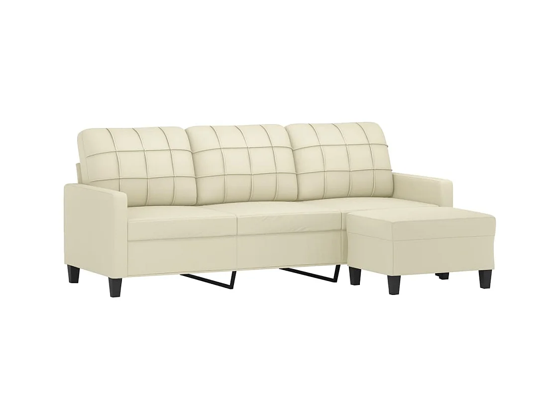Canapé à 3 places avec repose-pieds Crème 180 cm Similicuir
