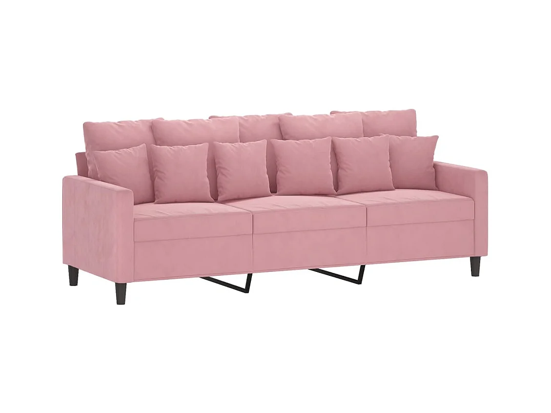 Canapé à 3 places avec repose-pieds Rose 180 cm Velours