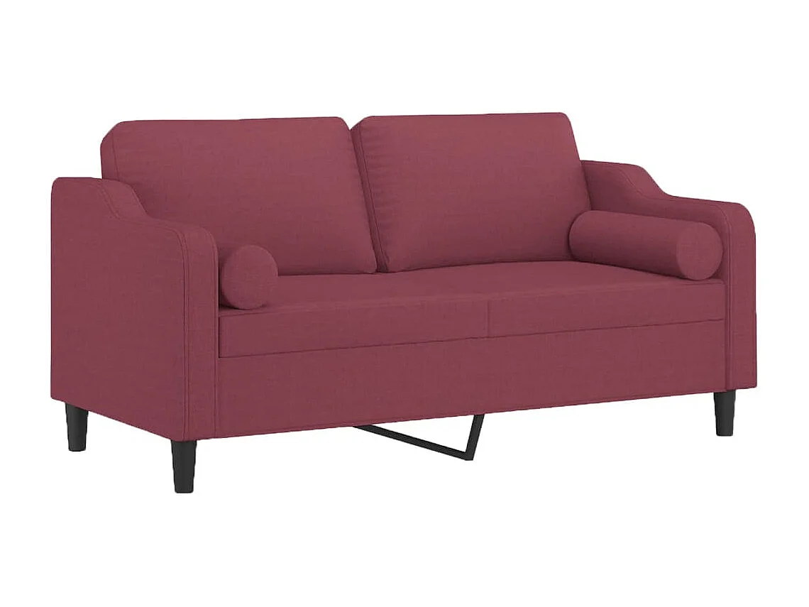 Canapé 2 places avec oreillers bordeaux 140 cm tissu
