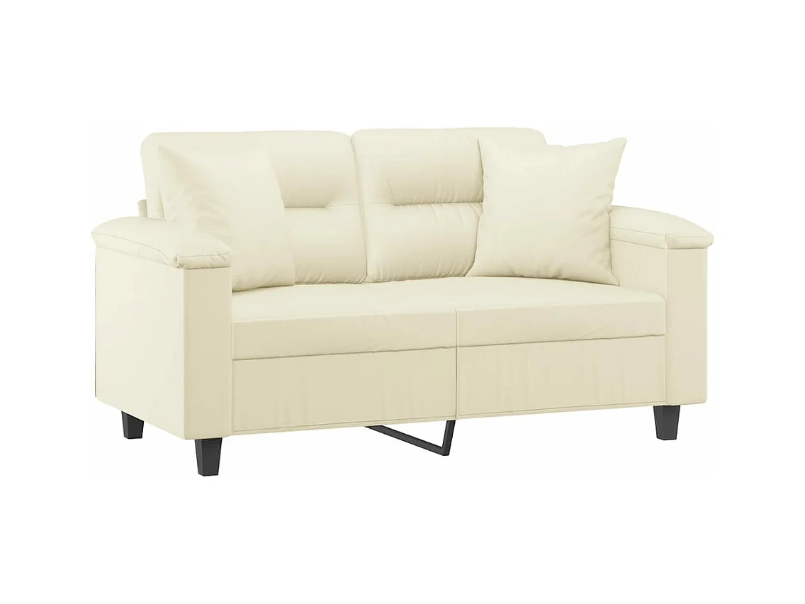 Canapé 2 places avec oreillers crème 120 cm similicuir