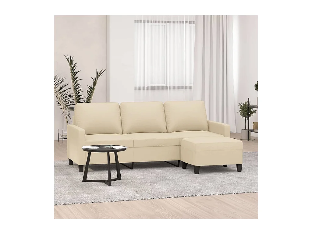 Canapé à 3 places avec repose-pieds Crème 180 cm Tissu