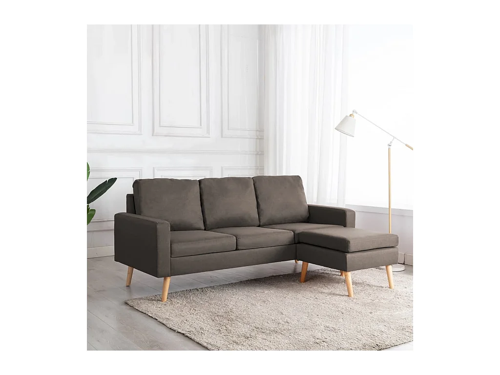 Canapé à 3 places avec repose-pied Taupe Tissu