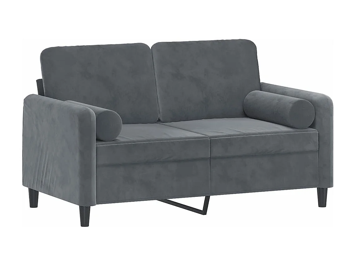 Canapé 2 places avec oreillers gris foncé 120 cm velours