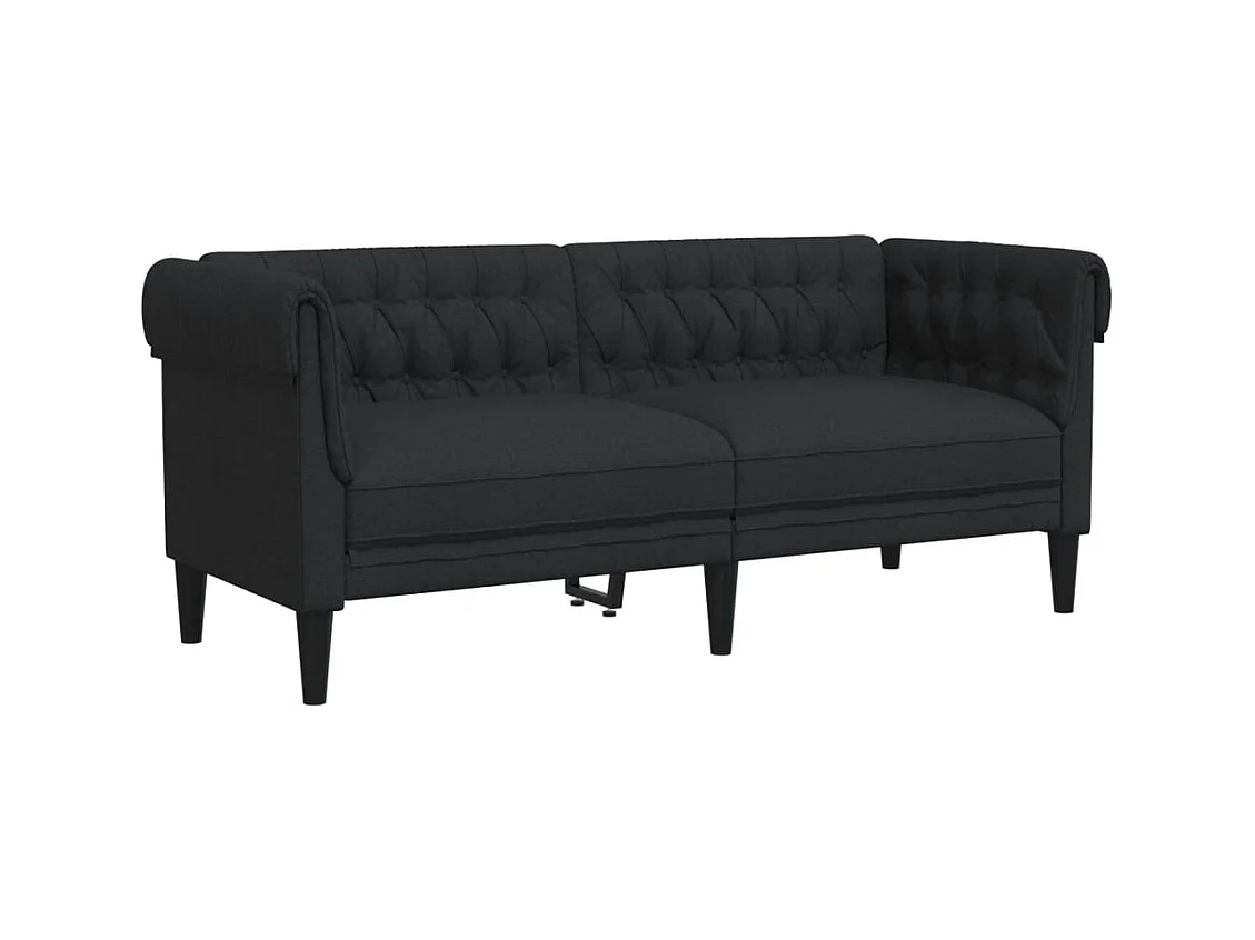 Canapé Chesterfield 2 places noir tissu