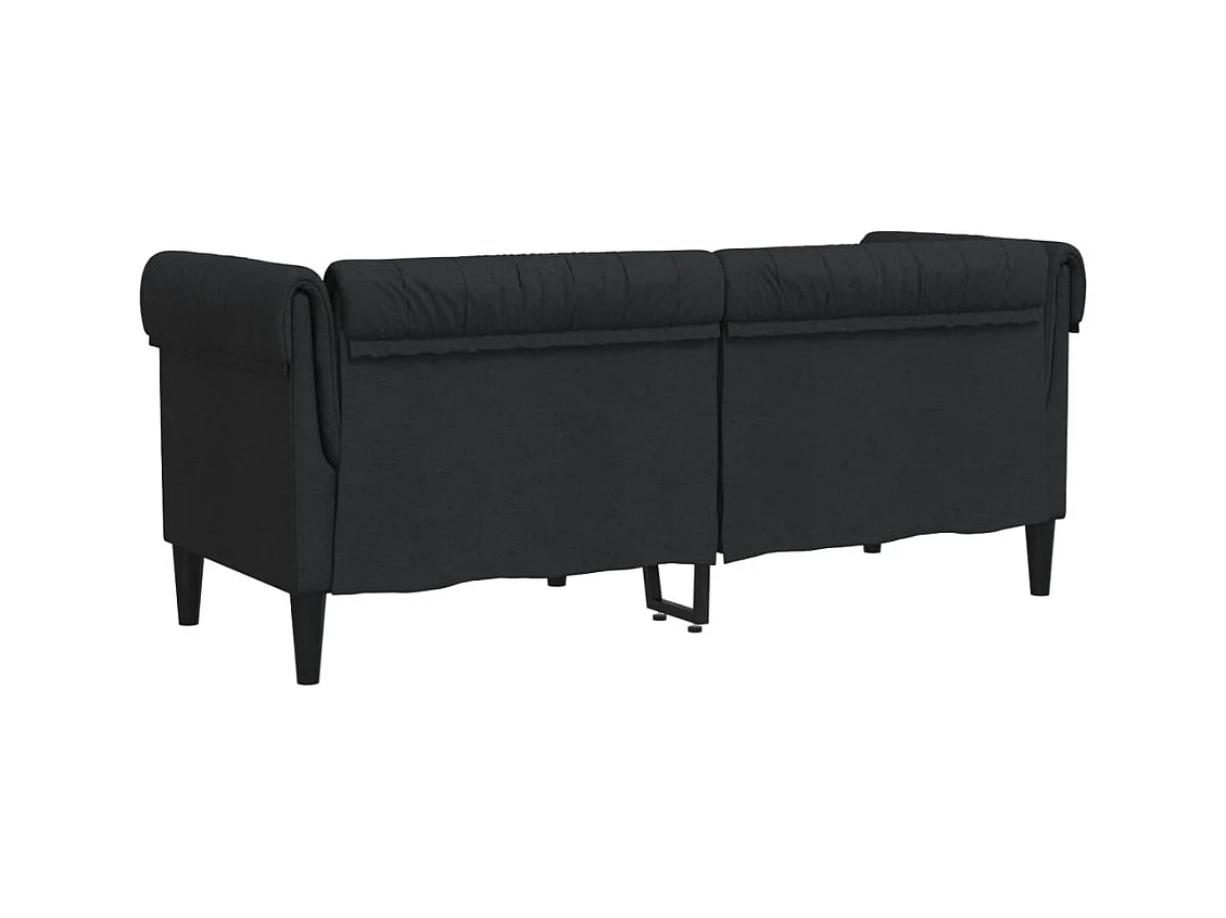 Canapé Chesterfield 2 places noir tissu