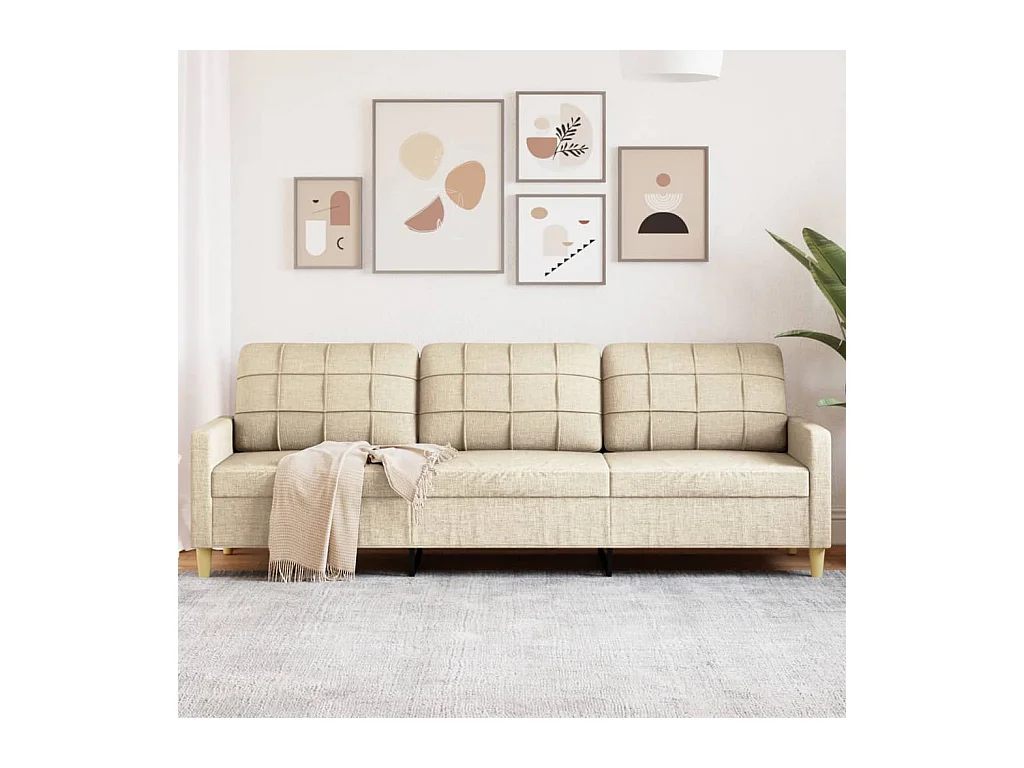 Canapé à 3 places Crème 210 cm Tissu