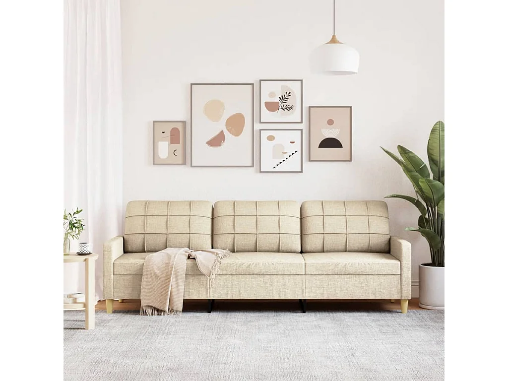 Canapé à 3 places Crème 210 cm Tissu