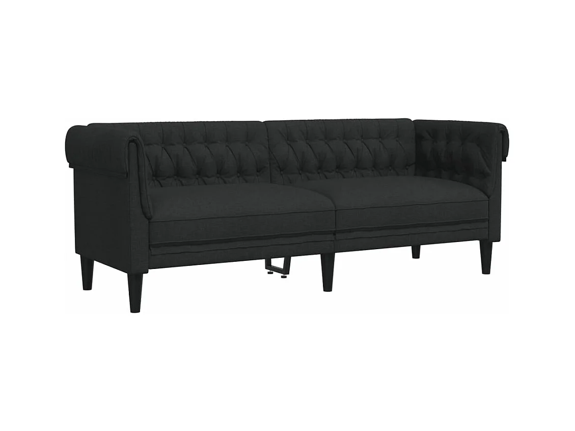 Canapé Chesterfield 3 places noir tissu