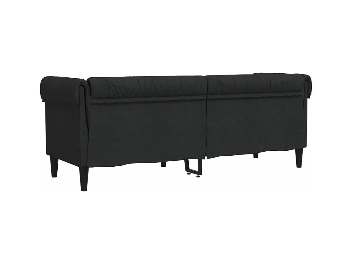 Canapé Chesterfield 3 places noir tissu