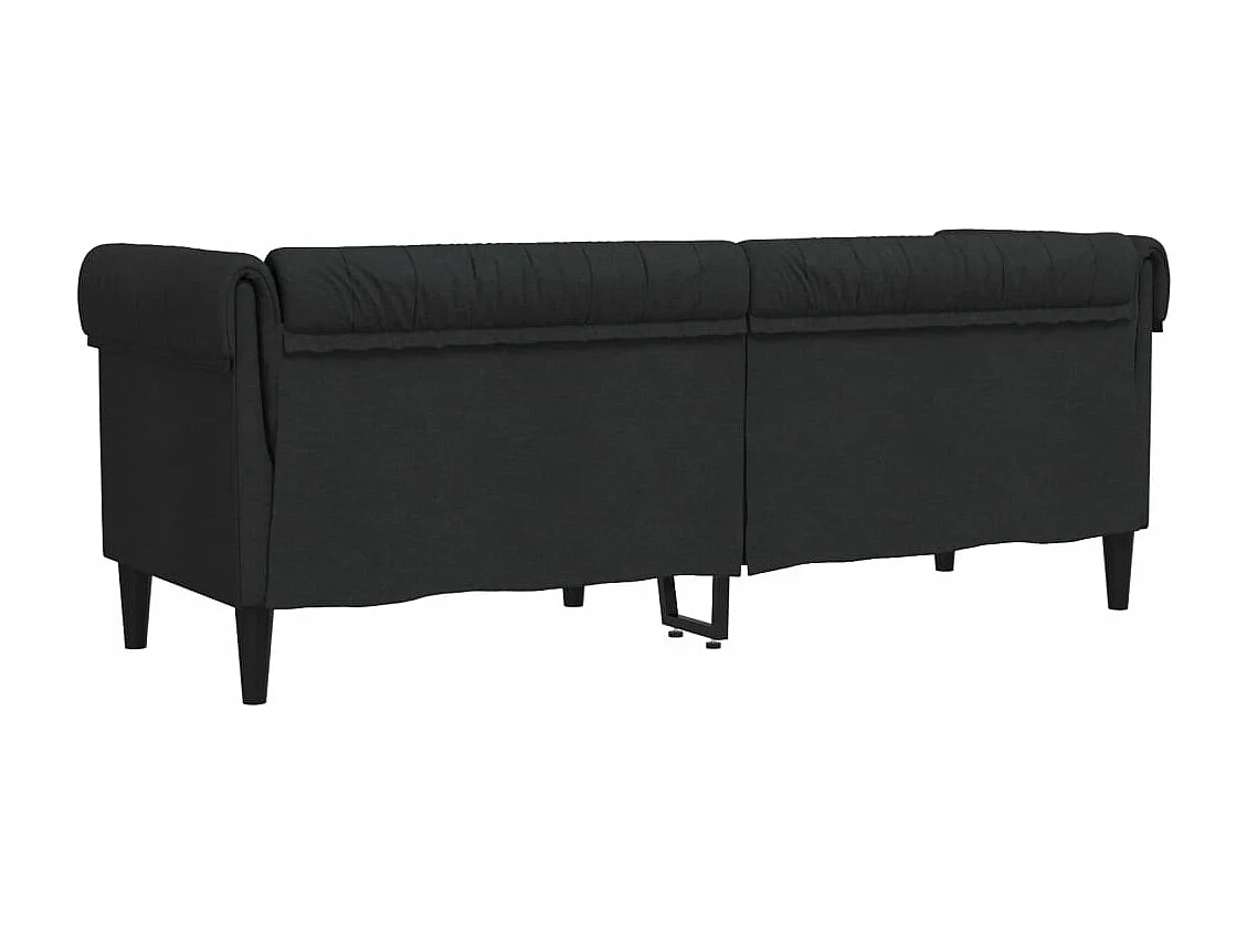 Canapé Chesterfield 3 places noir tissu